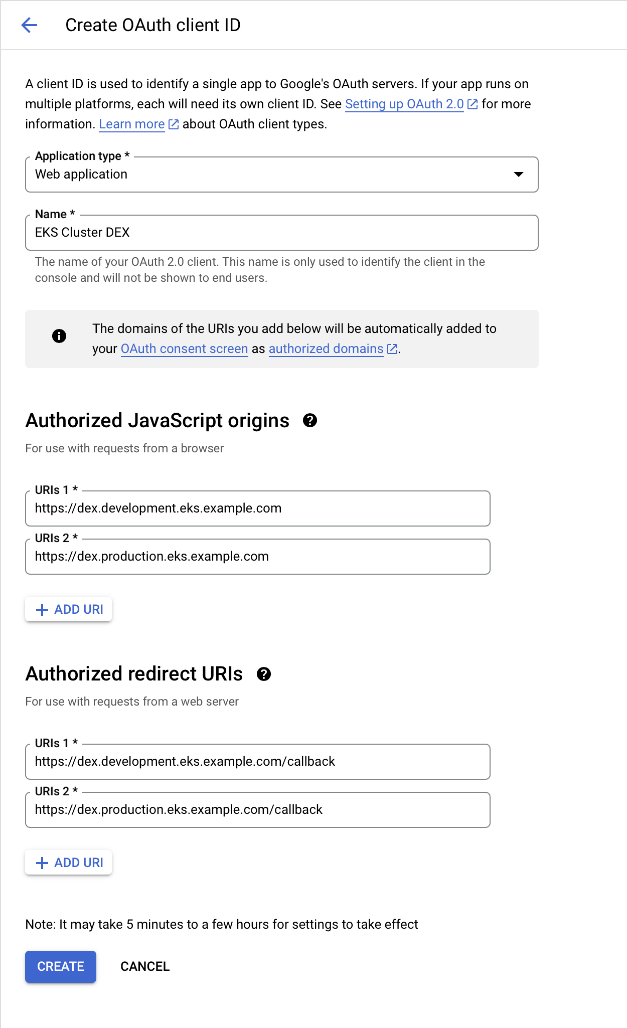 Google register a new OAuth app